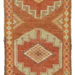 Herki Eskitme Turuncu Pamuk Üzerine Yün El Dokuma Halı-097x360