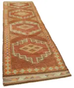 Herki Eskitme Turuncu Pamuk Üzerine Yün El Dokuma Halı-097x360 - Görsel 2