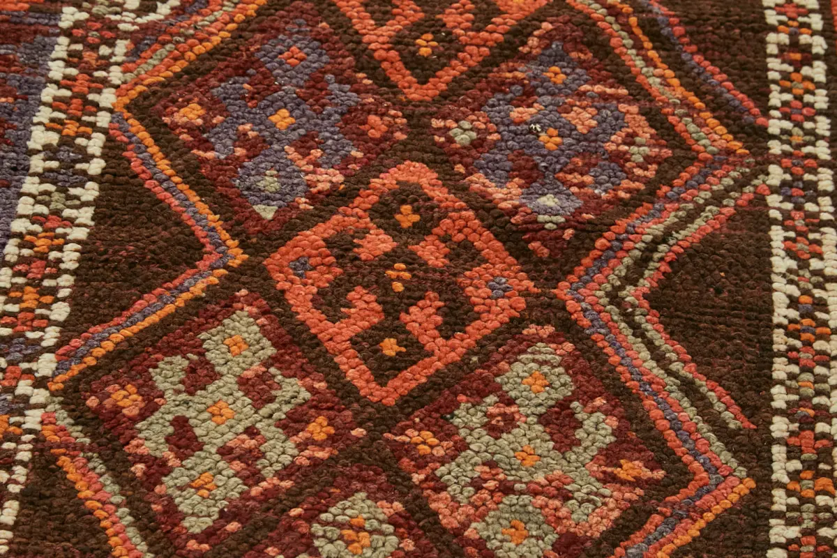 Herki Eskitme Kırmızı Pamuk Üzerine Yün El Dokuma Halı-087x397 - Görsel 5