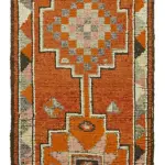 Herki Eskitme Turuncu Pamuk Üzerine Yün El Dokuma Halı-087x353