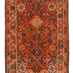 Herki Eskitme Kırmızı Pamuk Üzerine Yün El Dokuma Halı-088x363