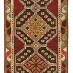 Herki Eskitme Kırmızı Pamuk Üzerine Yün El Dokuma Halı-090x385