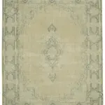 Katar Eskitme Bej Pamuk Üzerine Yün El Dokuma Halı-284x388