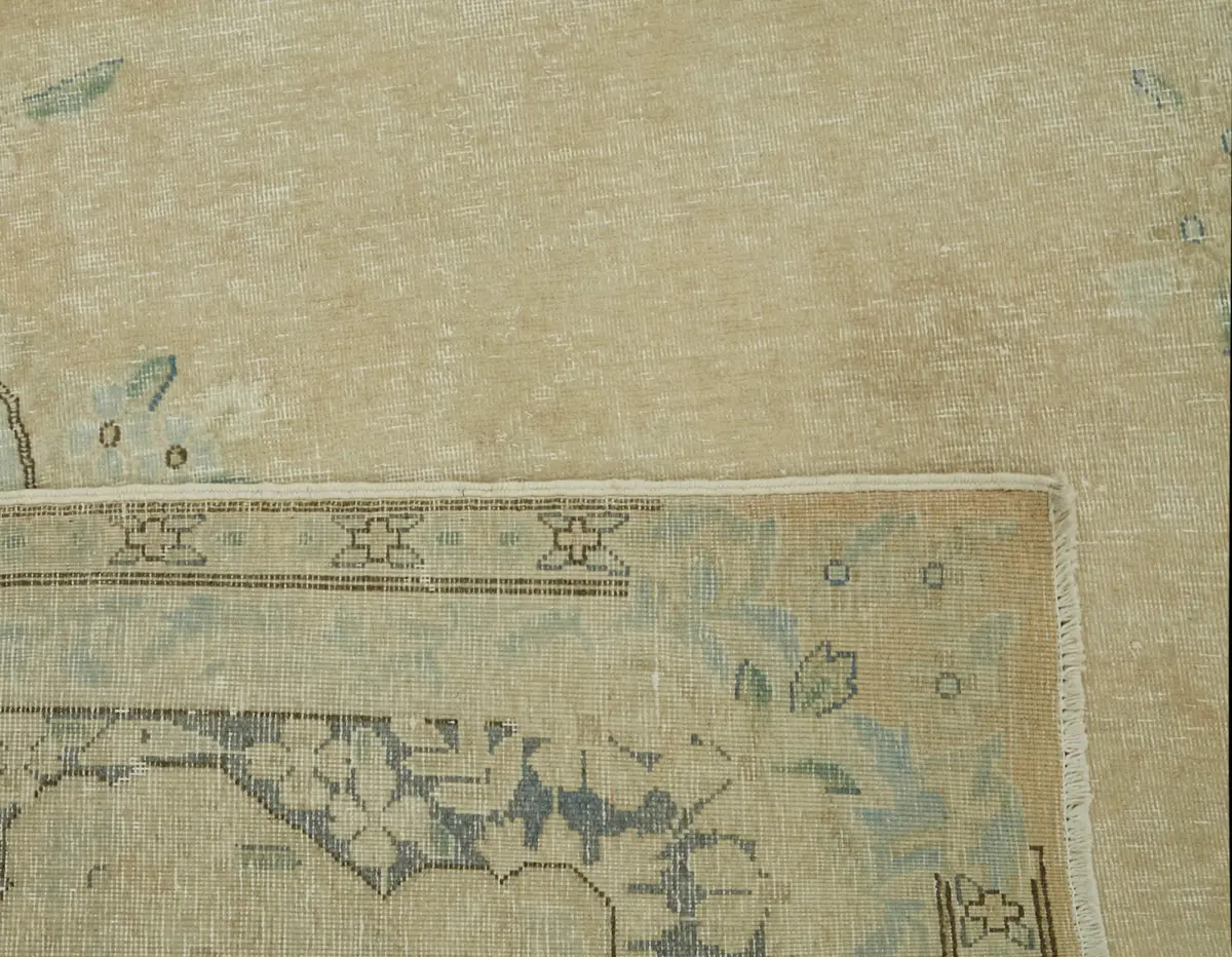Katar Eskitme Bej Pamuk Üzerine Yün El Dokuma Halı-284x388 - Görsel 7