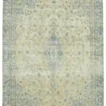 Katar Eskitme Bej Pamuk Üzerine Yün El Dokuma Halı-265x420