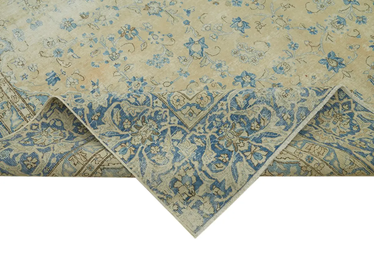 Katar Eskitme Bej Pamuk Üzerine Yün El Dokuma Halı-265x420 - Görsel 6