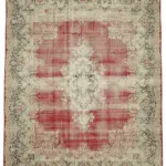 Katar Eskitme Bej Pamuk Üzerine Yün El Dokuma Halı-298x385