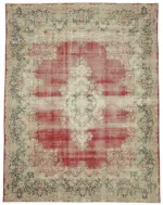 Katar Eskitme Bej Pamuk Üzerine Yün El Dokuma Halı-298x385