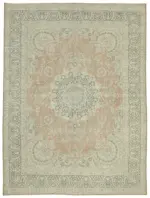 Katar Eskitme Bej Pamuk Üzerine Yün El Dokuma Halı-290x390