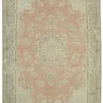 Katar Eskitme Bej Pamuk Üzerine Yün El Dokuma Halı-293x416