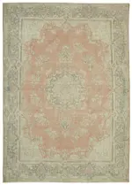 Katar Eskitme Bej Pamuk Üzerine Yün El Dokuma Halı-293x416