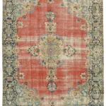 Katar Eskitme Bej Pamuk Üzerine Yün El Dokuma Halı-242x338