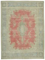 Katar Eskitme Bej Pamuk Üzerine Yün El Dokuma Halı-294x404