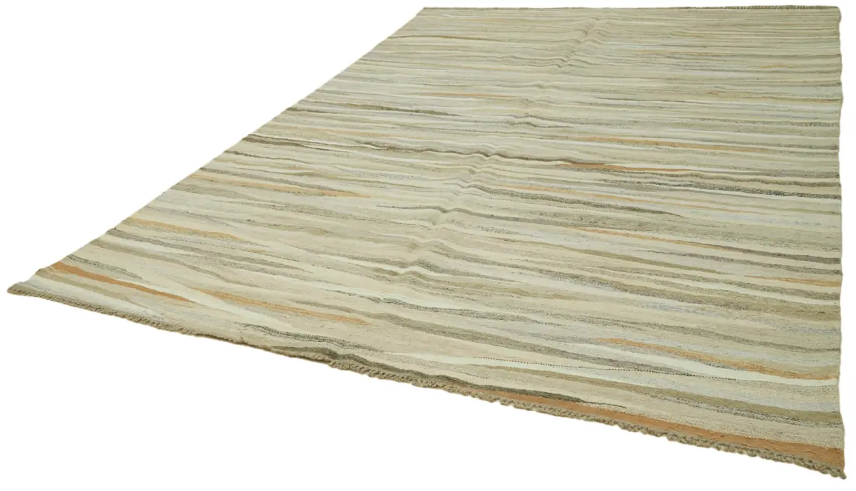 Kendir Çizgili Bej Kenevir İpinden El Dokuma Kilim-246x360 - Görsel 3