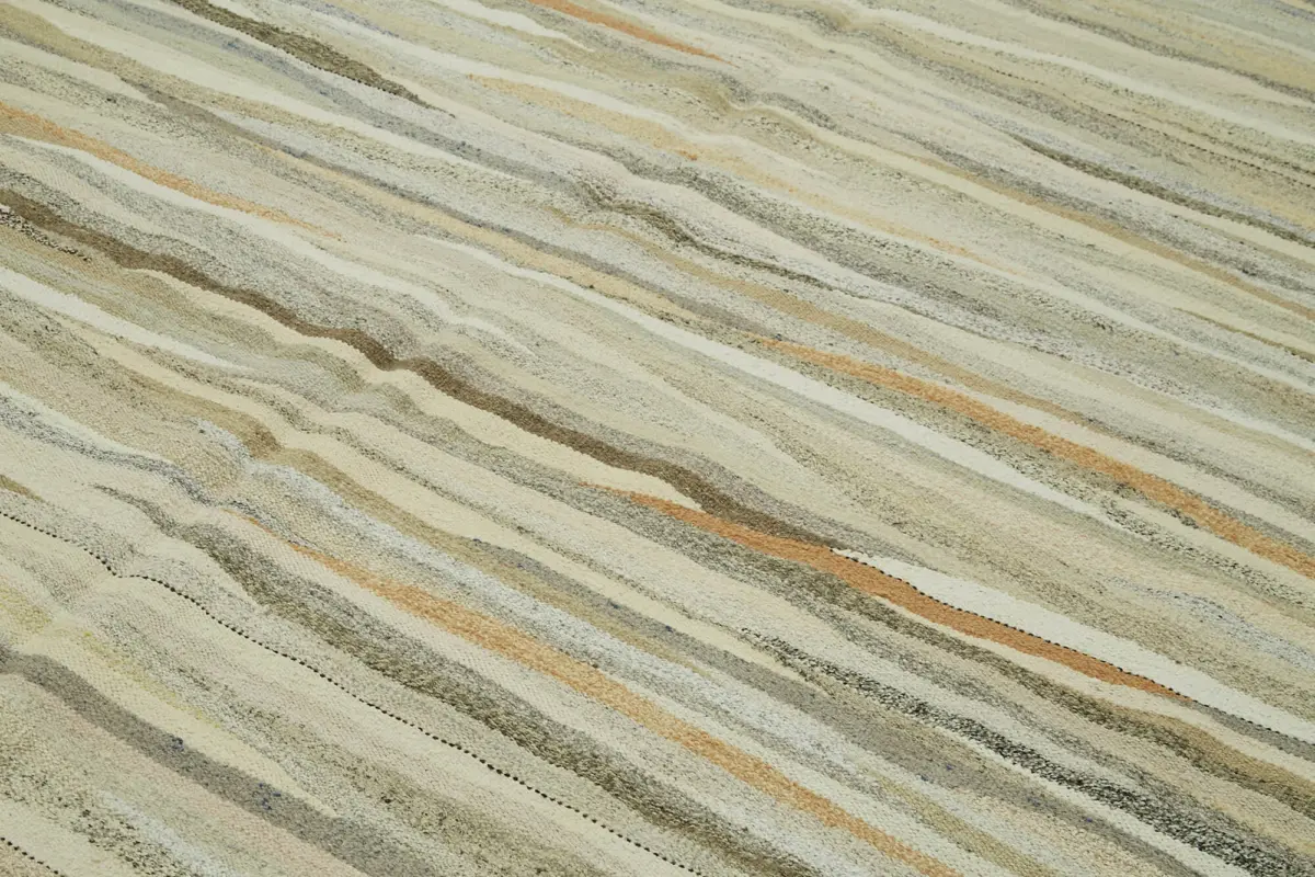 Kendir Çizgili Bej Kenevir İpinden El Dokuma Kilim-246x360 - Görsel 5