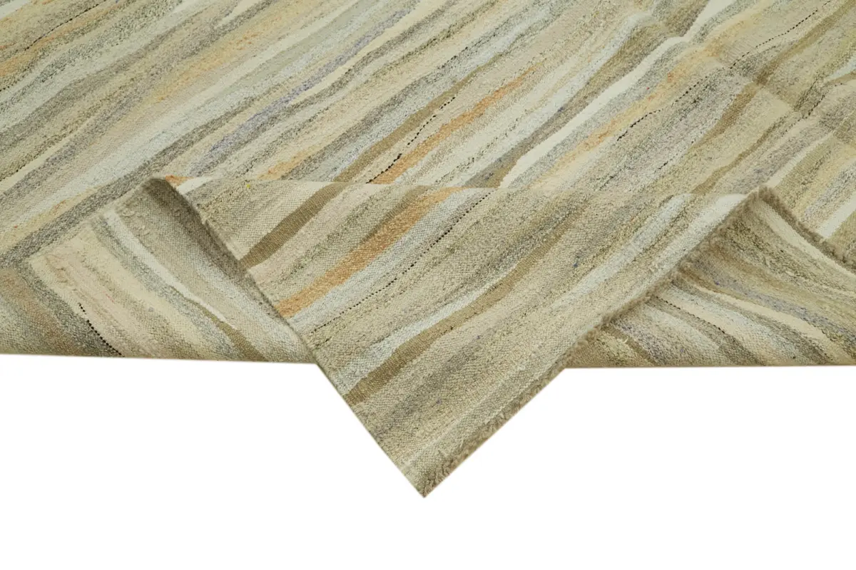 Kendir Çizgili Bej Kenevir İpinden El Dokuma Kilim-246x360 - Görsel 6