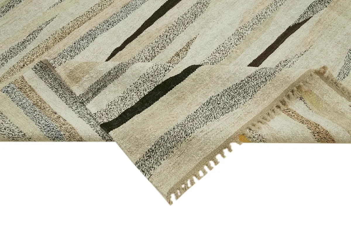 Kendir Çizgili Bej Kenevir İpinden El Dokuma Kilim-246x362 - Görsel 6