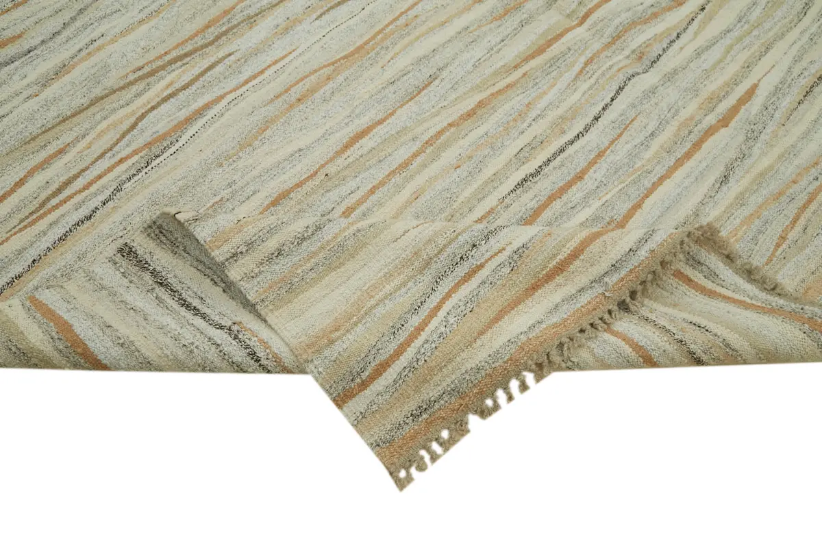 Kendir Çizgili Bej Kenevir İpinden El Dokuma Kilim-248x350 - Görsel 6