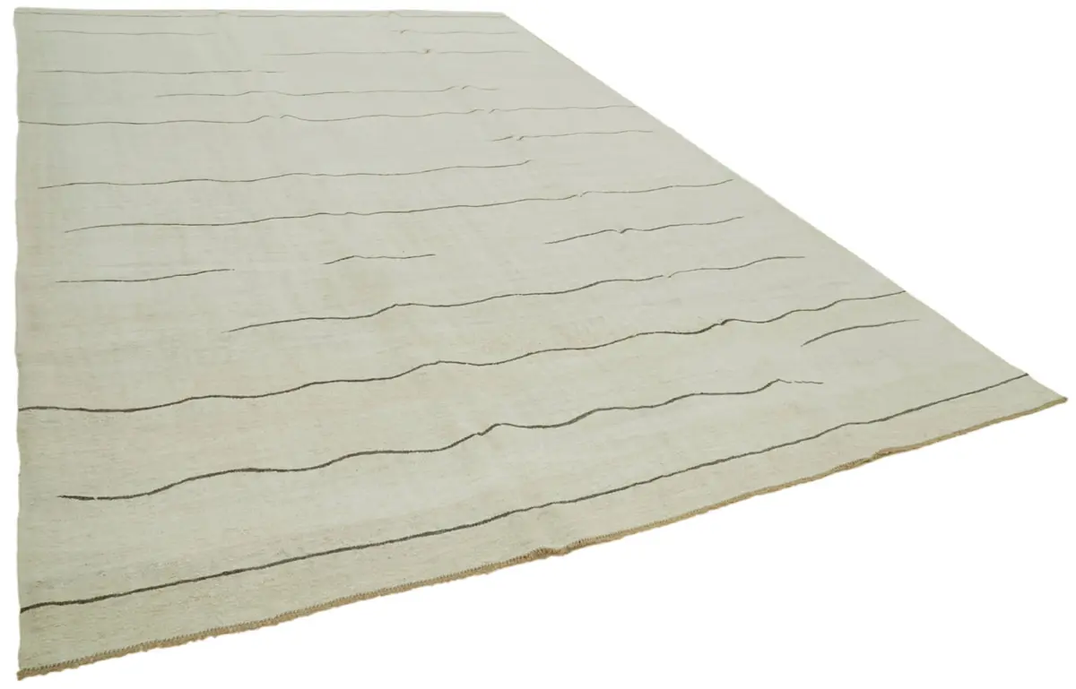 Kendir Çizgili Bej Kenevir İpinden El Dokuma Kilim-283x414 - Görsel 2