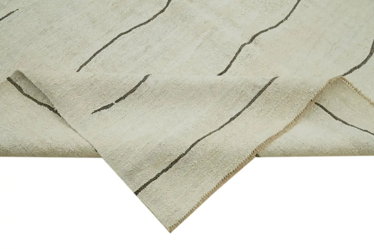 Kendir Çizgili Bej Kenevir İpinden El Dokuma Kilim-283x414 - Görsel 6