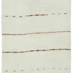 Kendir Çizgili Beyaz Kenevir İpinden El Dokuma Kilim-185x468