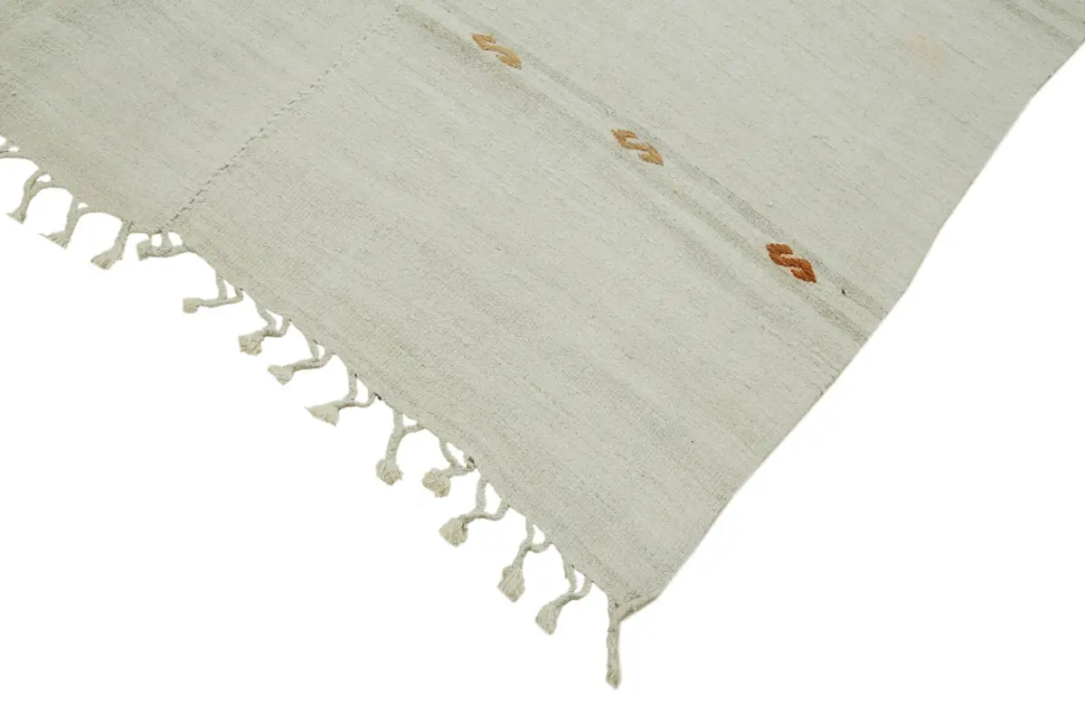 Kendir Çizgili Beyaz Kenevir İpinden El Dokuma Kilim-185x468 - Görsel 4