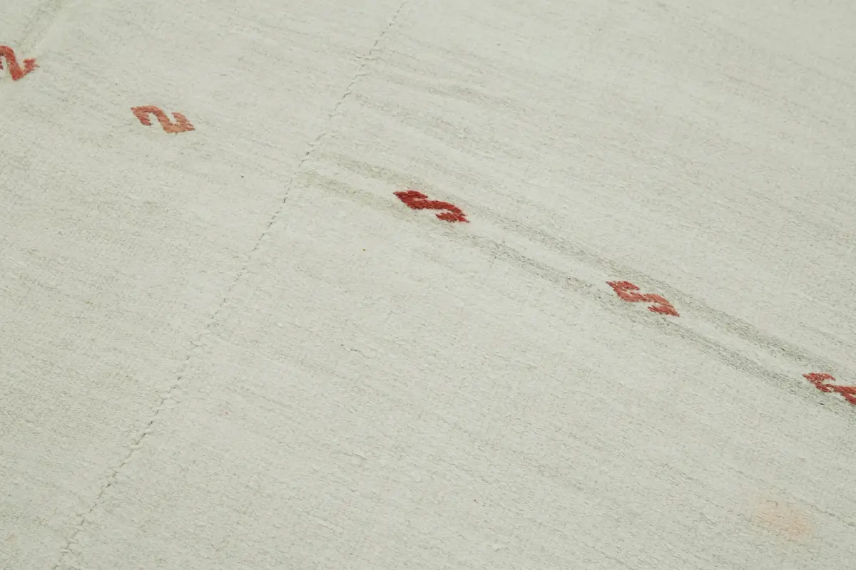 Kendir Çizgili Beyaz Kenevir İpinden El Dokuma Kilim-185x468 - Görsel 5