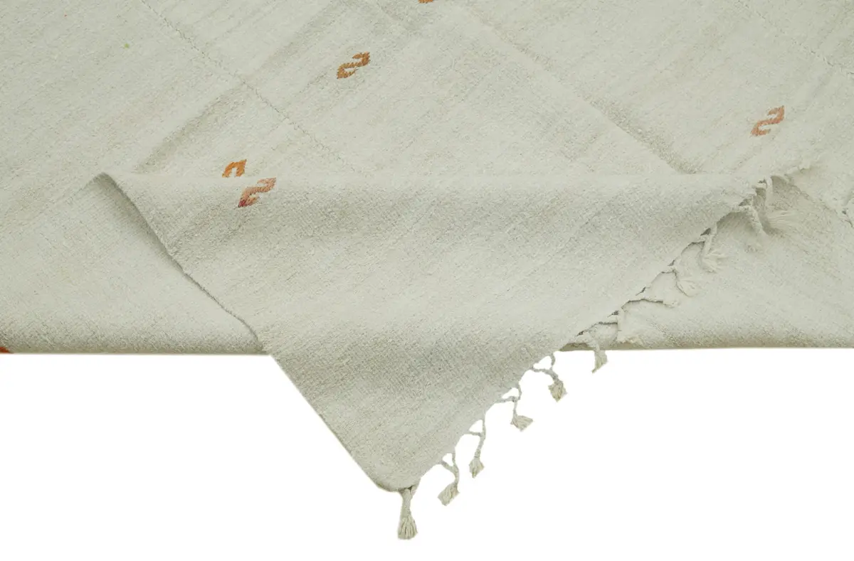 Kendir Çizgili Beyaz Kenevir İpinden El Dokuma Kilim-185x468 - Görsel 6