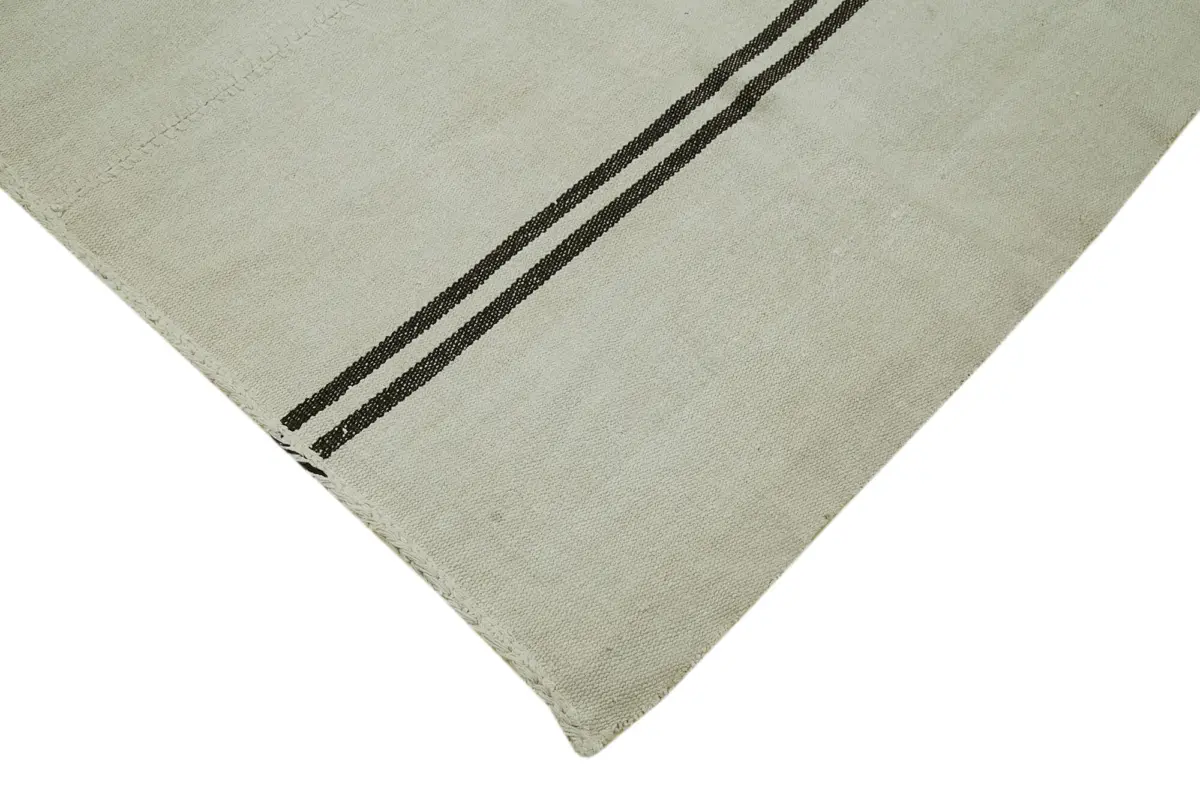Kendir Çizgili Beyaz Kenevir İpinden El Dokuma Kilim-210x265 - Görsel 4
