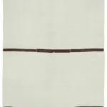 Kendir Çizgili Beyaz Kenevir İpinden El Dokuma Kilim-175x373