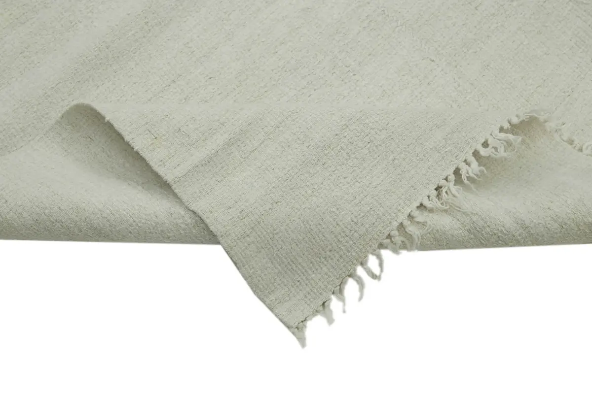 Kendir Çizgili Beyaz Kenevir İpinden El Dokuma Kilim-175x373 - Görsel 6