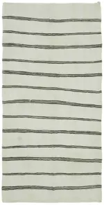 Kendir Çizgili Beyaz Kenevir İpinden El Dokuma Kilim-177x350