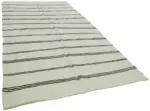 Kendir Çizgili Beyaz Kenevir İpinden El Dokuma Kilim-177x350 - Görsel 2