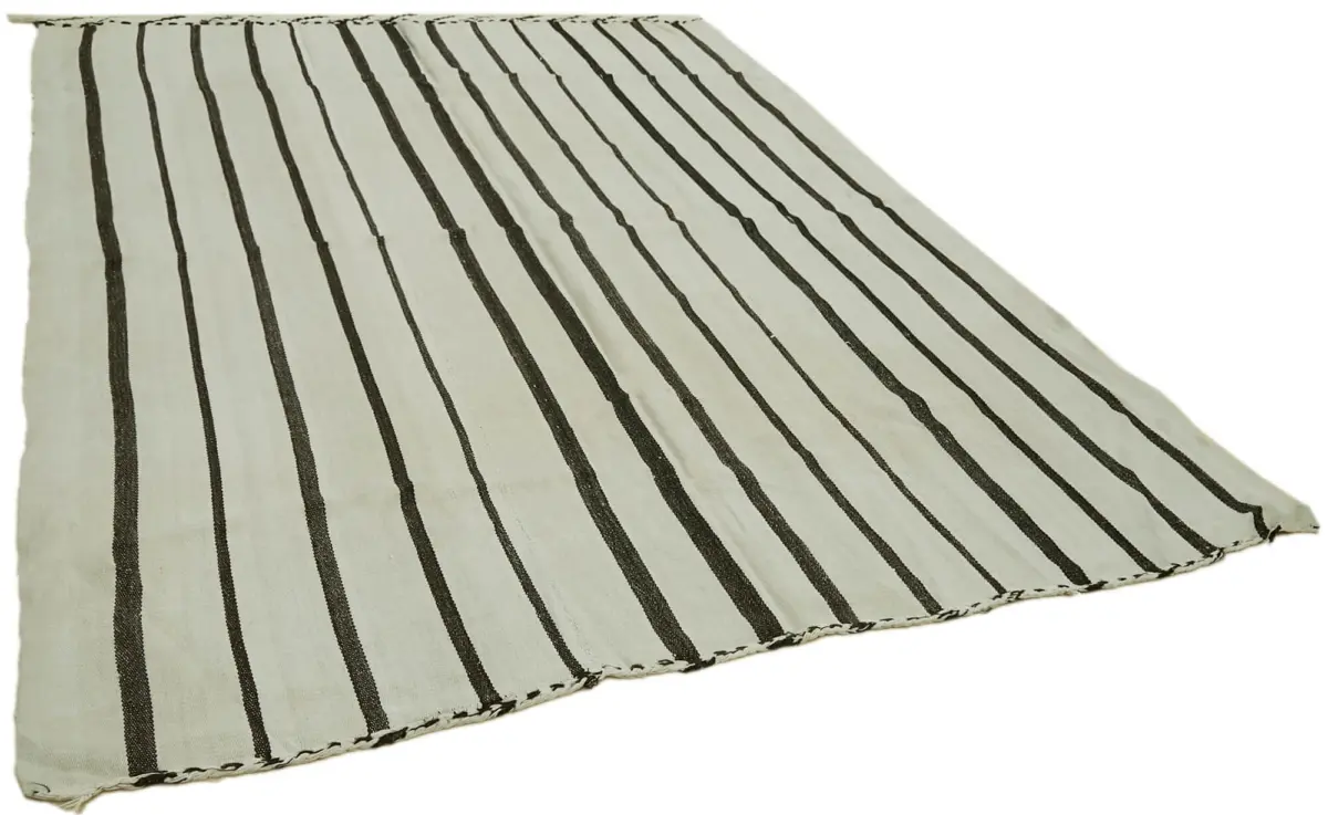 Kendir Çizgili Beyaz Kenevir İpinden El Dokuma Kilim-200x247 - Görsel 2