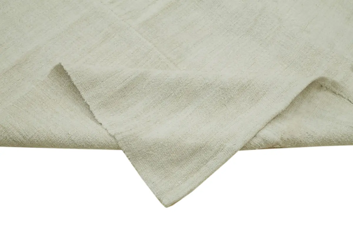 Kendir Çizgili Beyaz Kenevir İpinden El Dokuma Kilim-190x458 - Görsel 6