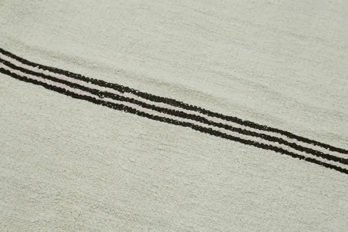 Kendir Çizgili Beyaz Kenevir İpinden El Dokuma Kilim-186x362 - Görsel 5