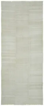 Kendir Çizgili Beyaz Kenevir İpinden El Dokuma Kilim-187x457