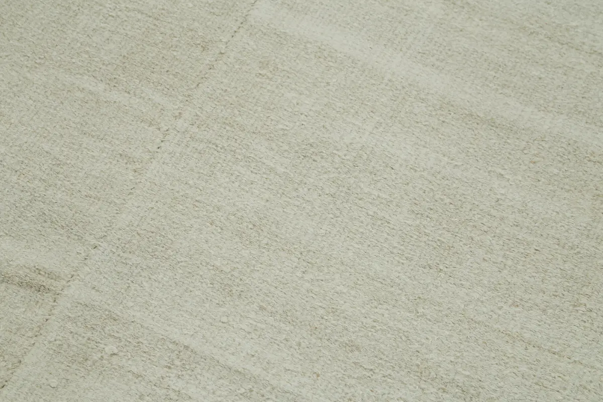 Kendir Çizgili Beyaz Kenevir İpinden El Dokuma Kilim-187x457 - Görsel 5
