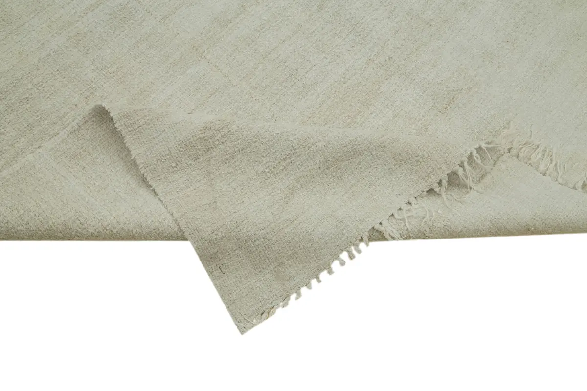 Kendir Çizgili Beyaz Kenevir İpinden El Dokuma Kilim-187x457 - Görsel 6