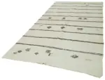 Kendir Çizgili Beyaz Kenevir İpinden El Dokuma Kilim-178x372 - Görsel 3
