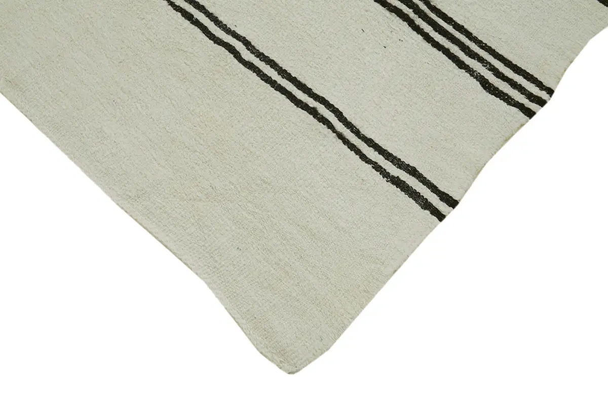 Kendir Çizgili Beyaz Kenevir İpinden El Dokuma Kilim-180x334 - Görsel 4