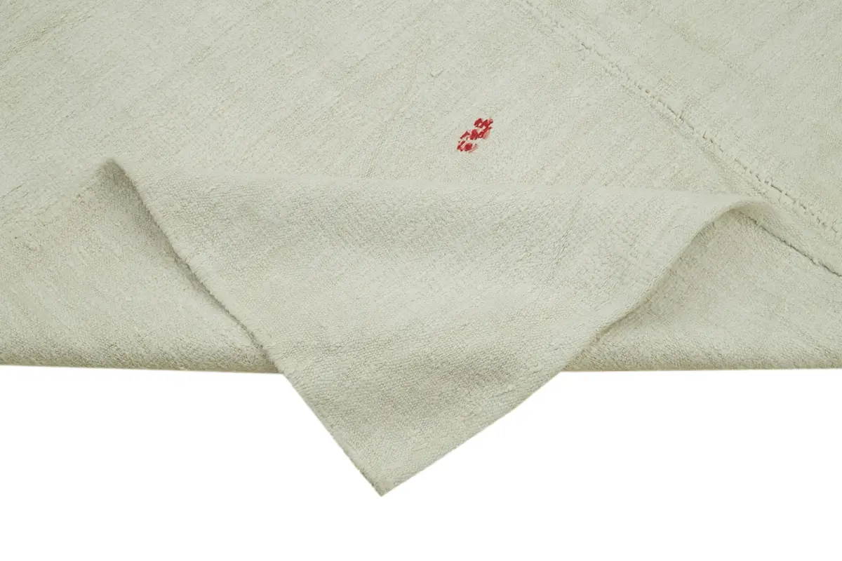 Kendir Çizgili Beyaz Kenevir İpinden El Dokuma Kilim-196x370 - Görsel 6