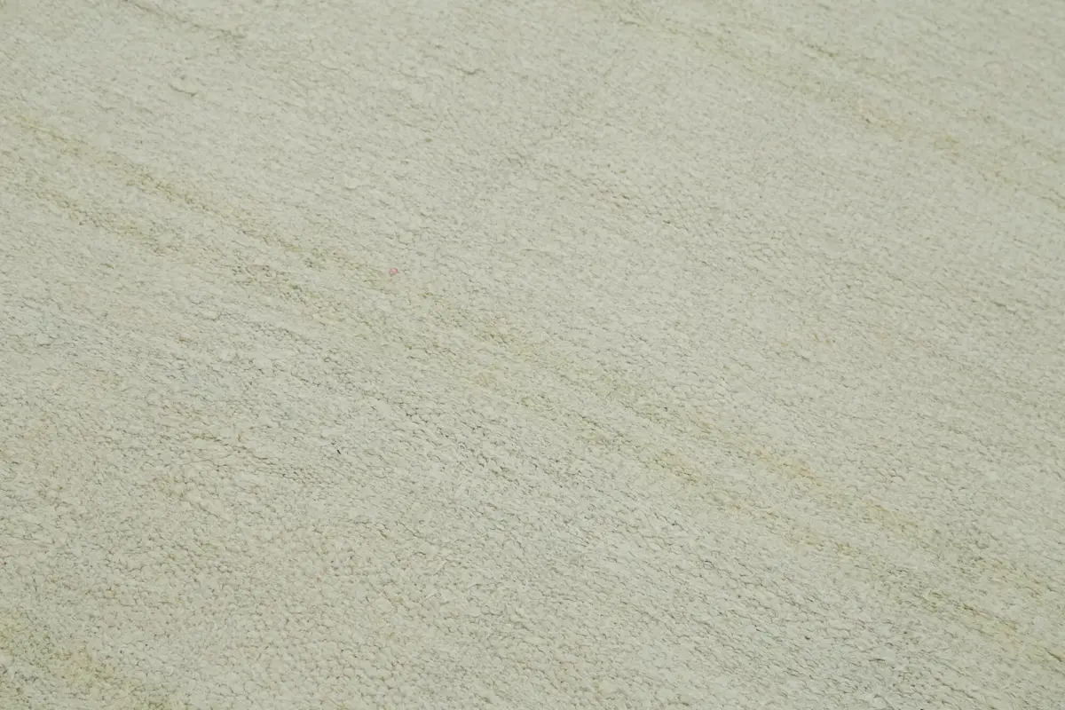 Kendir Çizgili Beyaz Kenevir İpinden El Dokuma Kilim-185x394 - Görsel 5