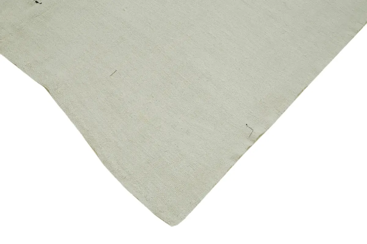 Kendir Çizgili Beyaz Kenevir İpinden El Dokuma Kilim-166x404 - Görsel 4