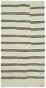 Kendir Çizgili Bej Kenevir İpinden El Dokuma Kilim-196x385