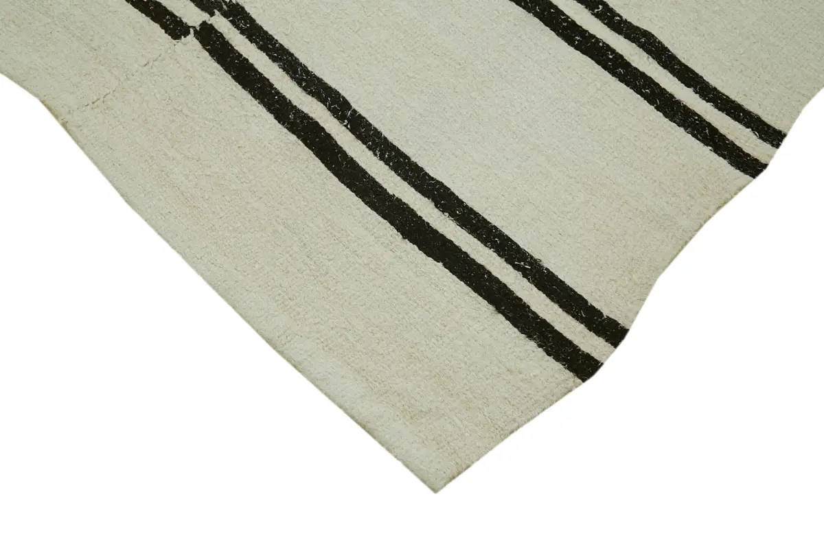 Kendir Çizgili Bej Kenevir İpinden El Dokuma Kilim-196x385 - Görsel 4