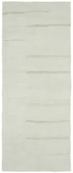 Kendir Çizgili Beyaz Kenevir İpinden El Dokuma Kilim-190x441