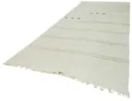Kendir Çizgili Beyaz Kenevir İpinden El Dokuma Kilim-205x470 - Görsel 3