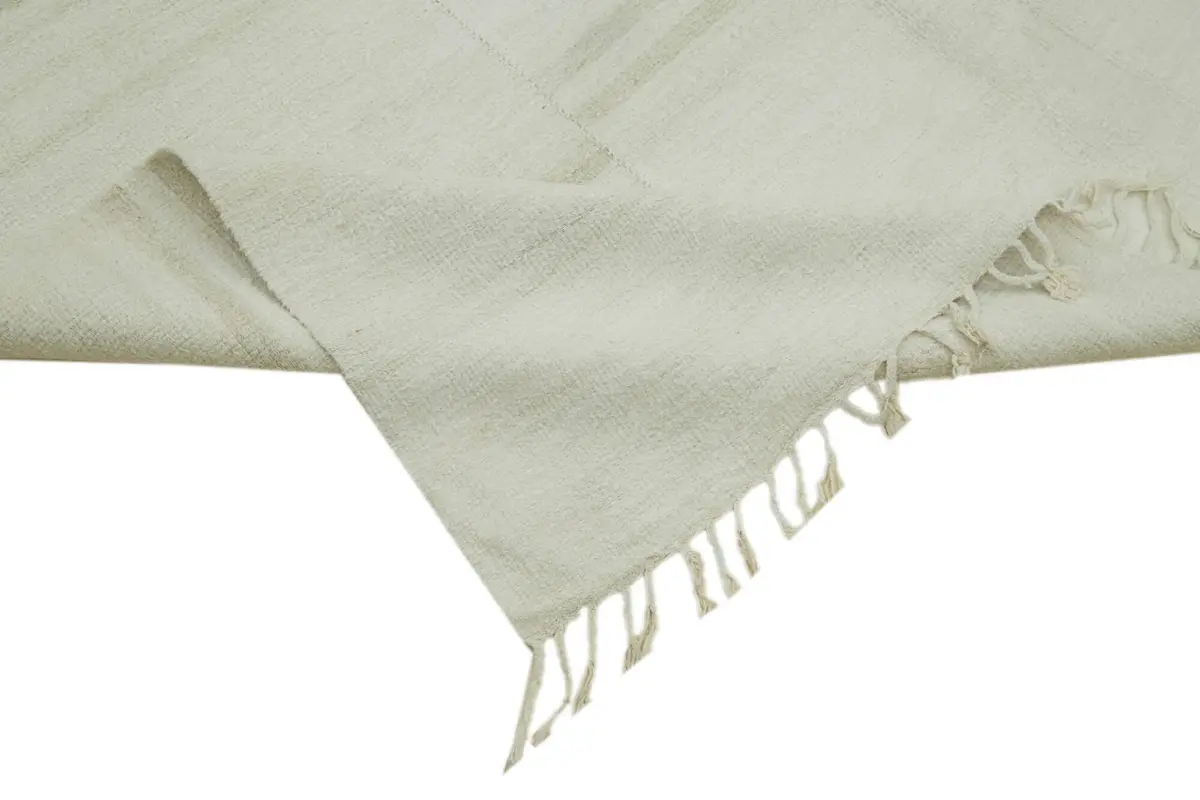 Kendir Çizgili Beyaz Kenevir İpinden El Dokuma Kilim-205x470 - Görsel 6