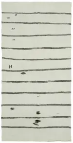 Kendir Çizgili Beyaz Kenevir İpinden El Dokuma Kilim-183x366